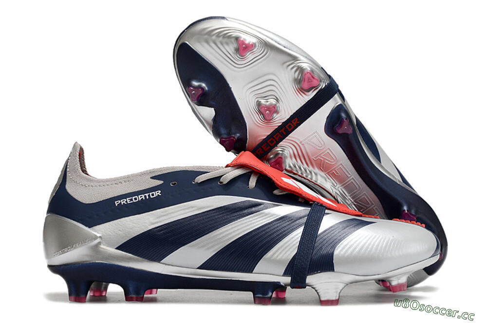 Men's Adidas Predator Elite Foldover Tongue FG Firm Ground Low-Tops Football Boots - Silver/Black/Red 2
