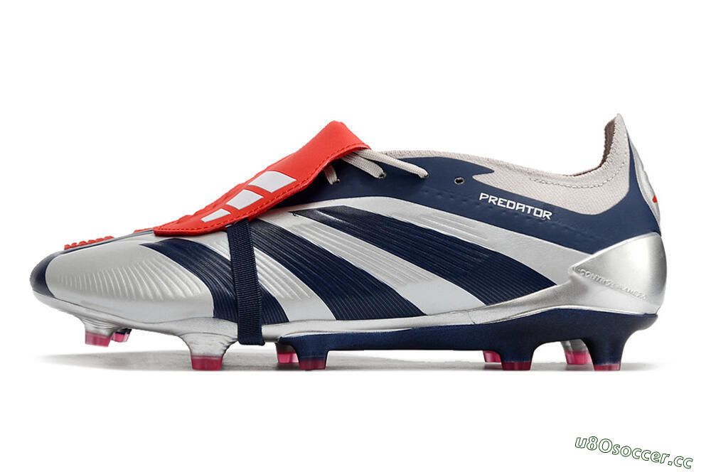 Men's Adidas Predator Elite Foldover Tongue FG Firm Ground Low-Tops Football Boots - Silver/Black/Red 0