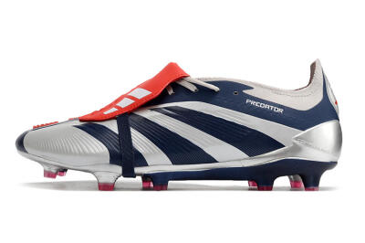 Men's Adidas Predator Elite Foldover Tongue FG Firm Ground Low-Tops Football Boots - Silver/Black/Red