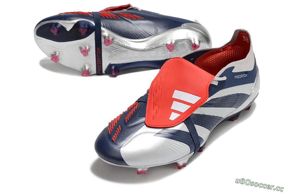 Men's Adidas Predator Elite Foldover Tongue FG Firm Ground Low-Tops Football Boots - Silver/Black/Red 3