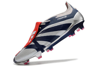 Men's Adidas Predator Elite Foldover Tongue FG Firm Ground Low-Tops Football Boots - Silver/Black/Red