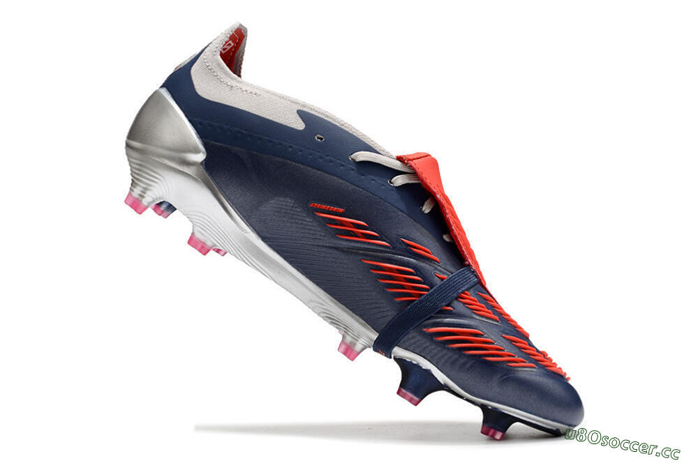 Men's Adidas Predator Elite Foldover Tongue FG Firm Ground Low-Tops Football Boots - Silver/Black/Red 5