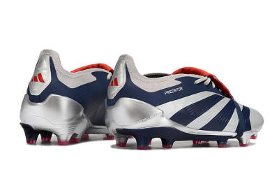 Men's Adidas Predator Elite Foldover Tongue FG Firm Ground Low-Tops Football Boots - Silver/Black/Red
