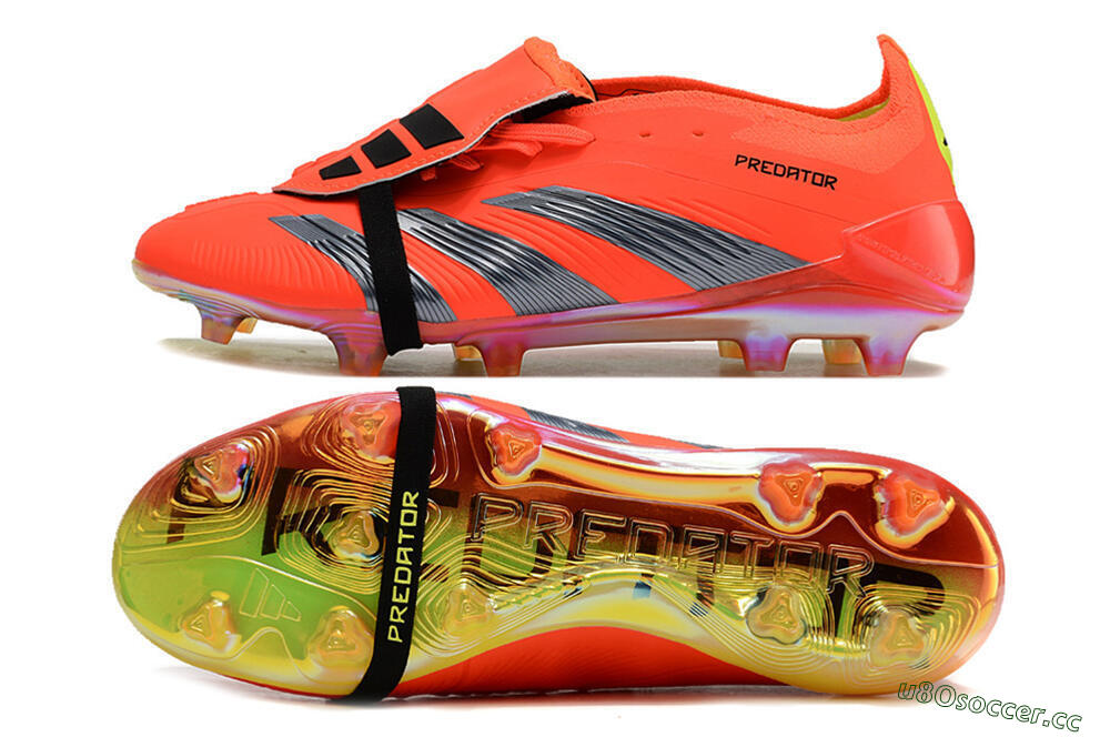 Unisex Adidas Predator Elite Foldover Tongue FG Firm Ground Low-Tops Football Boots - Red/Black/Yellow 1