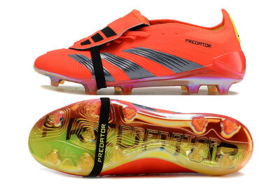 Unisex Adidas Predator Elite Foldover Tongue FG Firm Ground Low-Tops Football Boots - Red/Black/Yellow