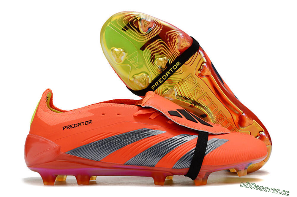Unisex Adidas Predator Elite Foldover Tongue FG Firm Ground Low-Tops Football Boots - Red/Black/Yellow 2