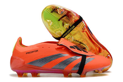 Unisex Adidas Predator Elite Foldover Tongue FG Firm Ground Low-Tops Football Boots - Red/Black/Yellow