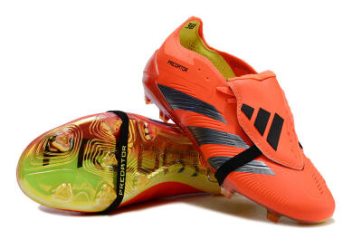 Unisex Adidas Predator Elite Foldover Tongue FG Firm Ground Low-Tops Football Boots - Red/Black/Yellow