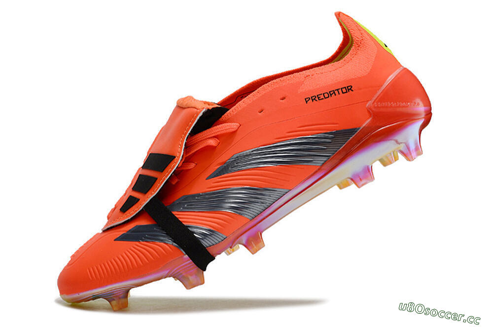 Unisex Adidas Predator Elite Foldover Tongue FG Firm Ground Low-Tops Football Boots - Red/Black/Yellow 5
