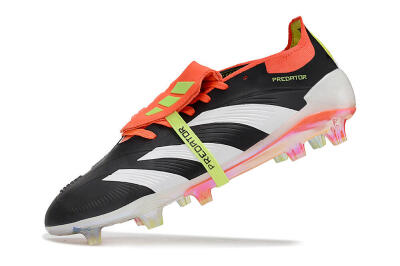 Unisex Adidas Predator Elite Foldover Tongue FG Firm Ground Low-Tops Football Boots - Black/White/Orange
