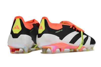 Unisex Adidas Predator Elite Foldover Tongue FG Firm Ground Low-Tops Football Boots - Black/White/Orange