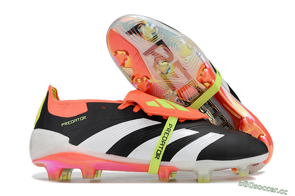 Unisex Adidas Predator Elite Foldover Tongue FG Firm Ground Low-Tops Football Boots - Black/White/Orange 2