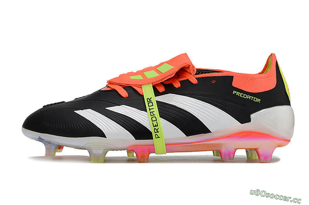 Unisex Adidas Predator Elite Foldover Tongue FG Firm Ground Low-Tops Football Boots - Black/White/Orange 0