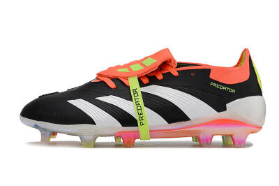 Unisex Adidas Predator Elite Foldover Tongue FG Firm Ground Low-Tops Football Boots - Black/White/Orange