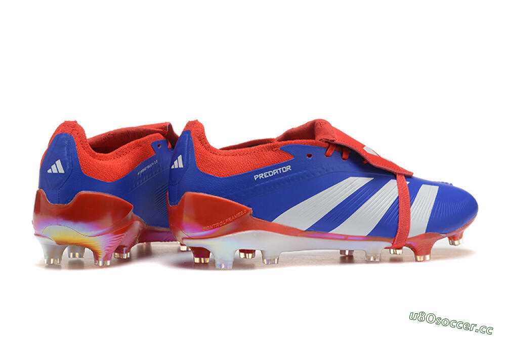 Men's Adidas Predator Elite Foldover Tongue FG Firm Ground Low-Tops Football Boots - Blue/White/Red 5