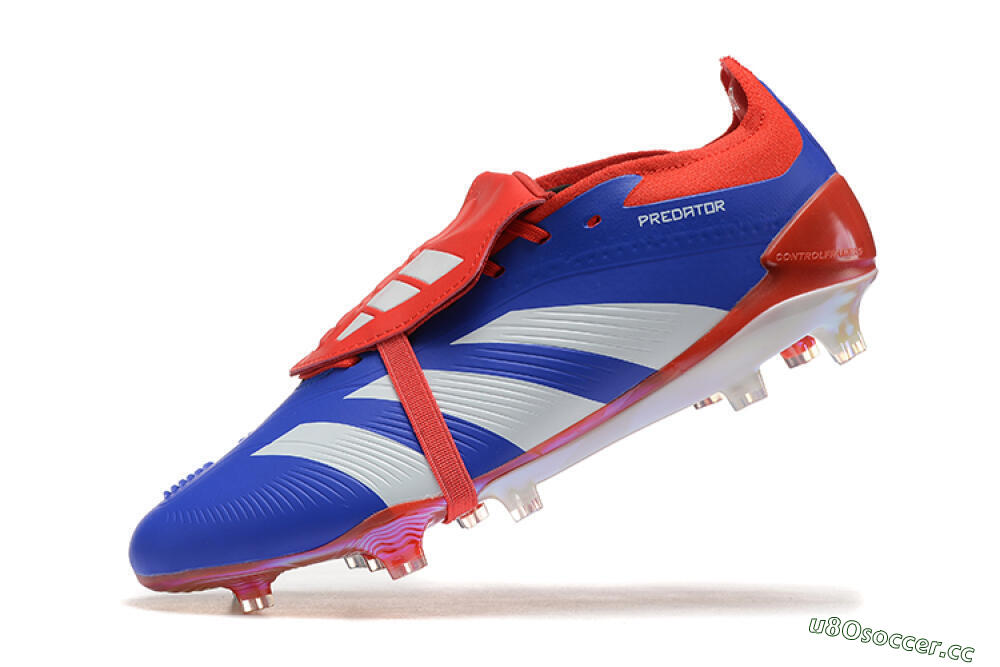 Men's Adidas Predator Elite Foldover Tongue FG Firm Ground Low-Tops Football Boots - Blue/White/Red 8