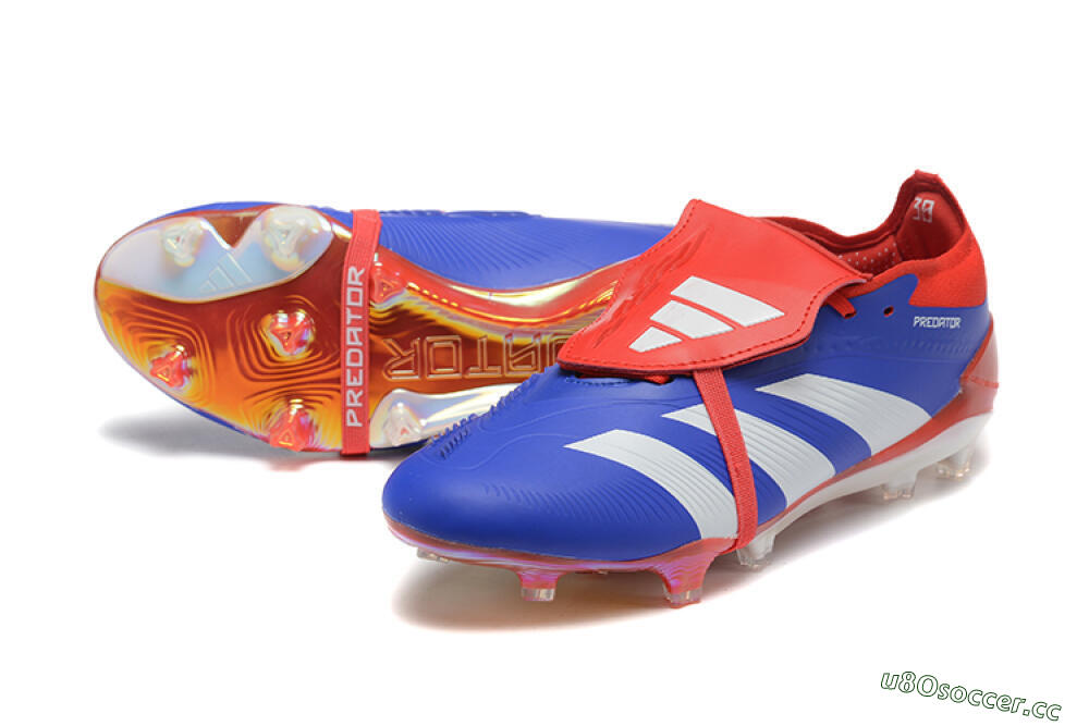Men's Adidas Predator Elite Foldover Tongue FG Firm Ground Low-Tops Football Boots - Blue/White/Red 3