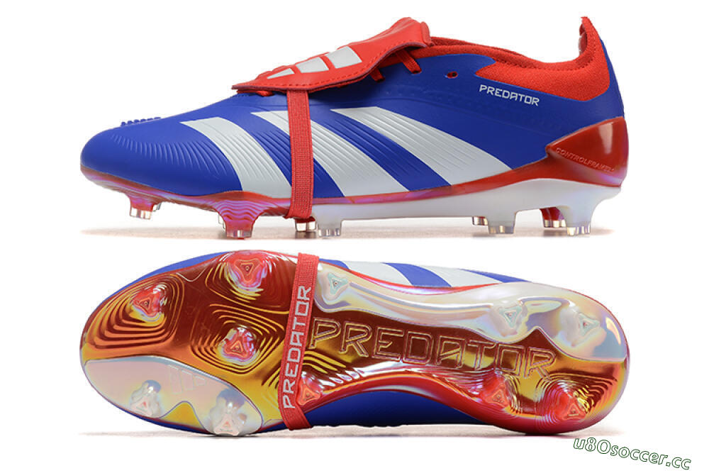 Men's Adidas Predator Elite Foldover Tongue FG Firm Ground Low-Tops Football Boots - Blue/White/Red 1