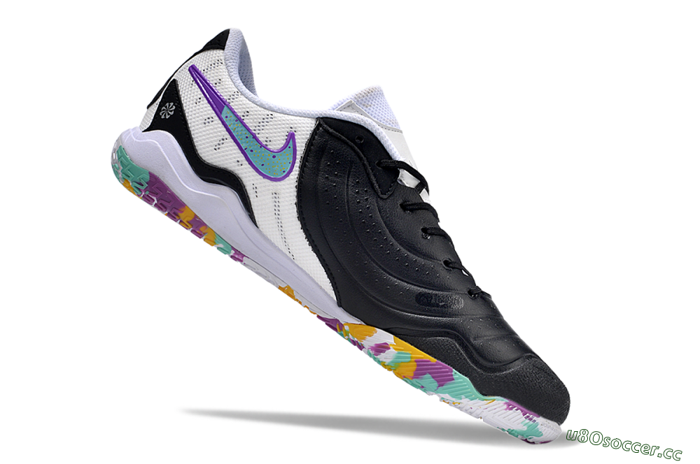 Men's Nike Tiempo Legend 10 Academy IC Indoor & Futsal Low-Tops Football Shoes - Black/White/Blue 5