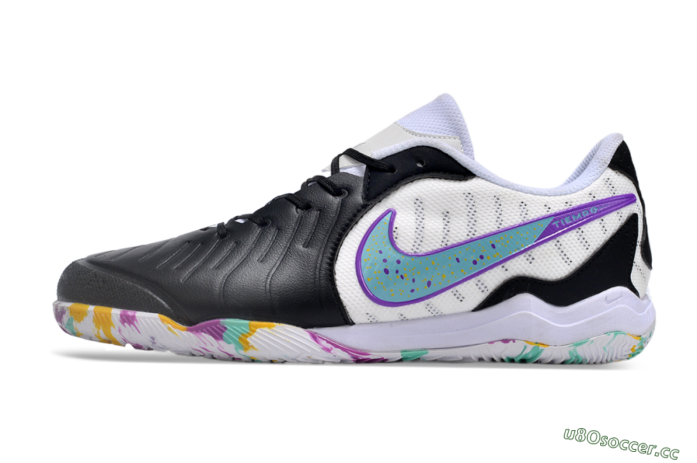 Men's Nike Tiempo Legend 10 Academy IC Indoor & Futsal Low-Tops Football Shoes - Black/White/Blue 0