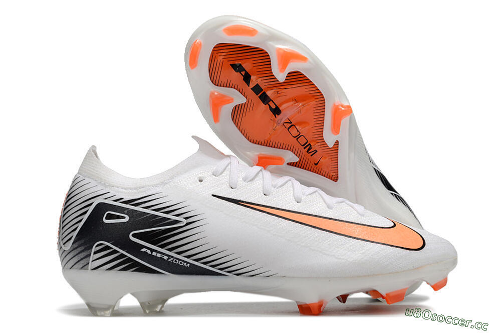 Men's Nike Air Zoom Mercurial Vapor 16 Elite FG Firm Ground Low-Tops Football Boots - White/Orange/Black 2