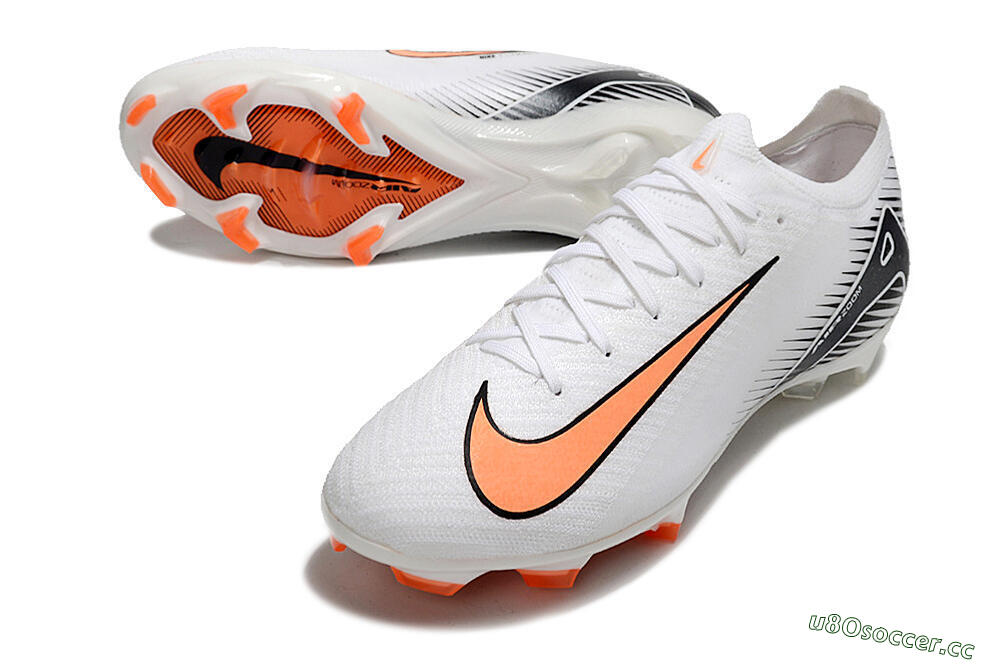 Men's Nike Air Zoom Mercurial Vapor 16 Elite FG Firm Ground Low-Tops Football Boots - White/Orange/Black 3