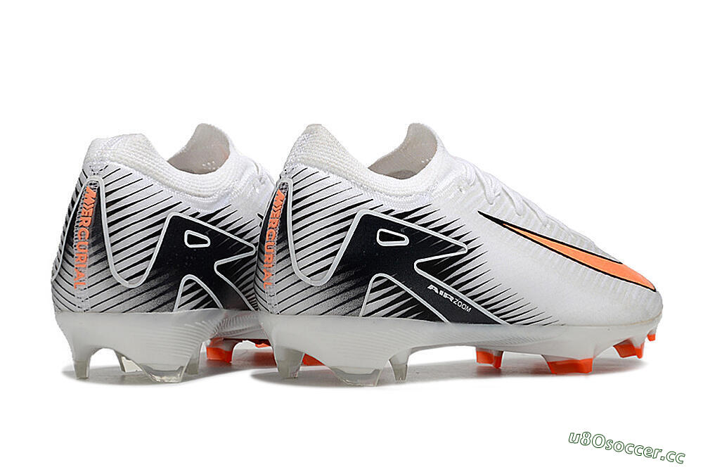 Men's Nike Air Zoom Mercurial Vapor 16 Elite FG Firm Ground Low-Tops Football Boots - White/Orange/Black 6