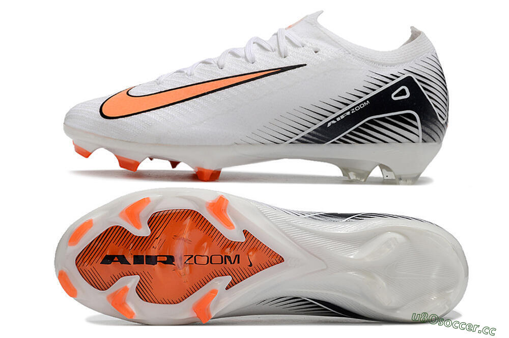 Men's Nike Air Zoom Mercurial Vapor 16 Elite FG Firm Ground Low-Tops Football Boots - White/Orange/Black 1