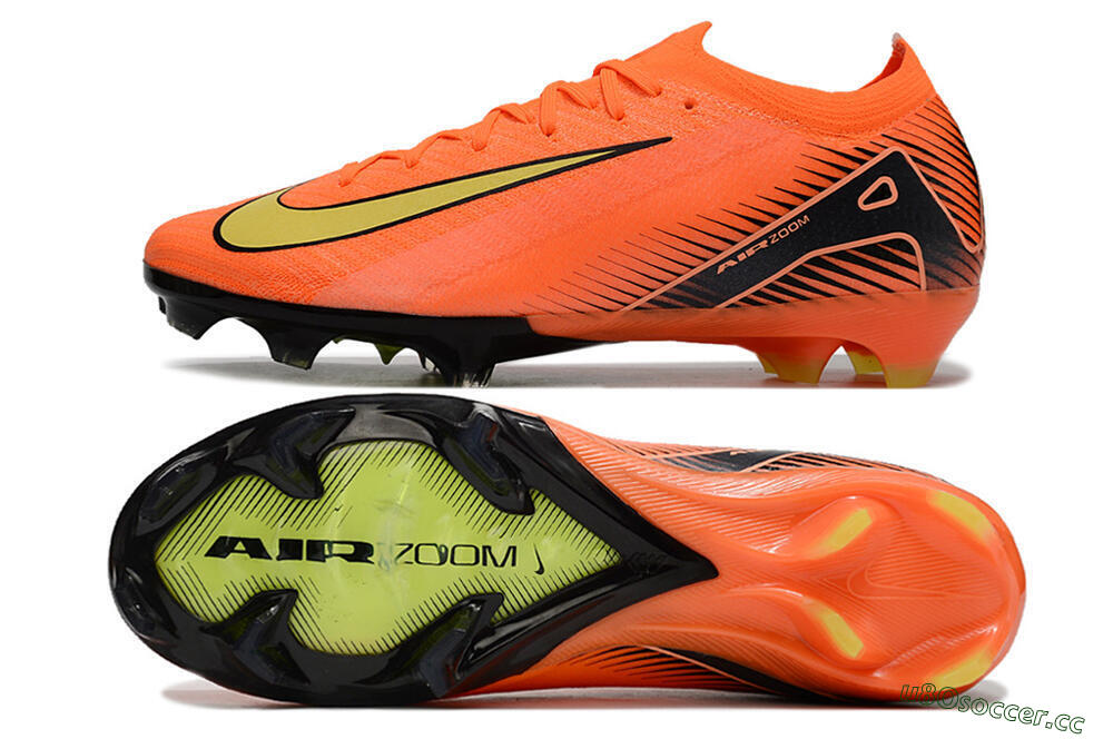 Men's Nike Air Zoom Mercurial Vapor 16 Elite FG Firm Ground Low-Tops Football Boots - Orange/Yellow/Black 1