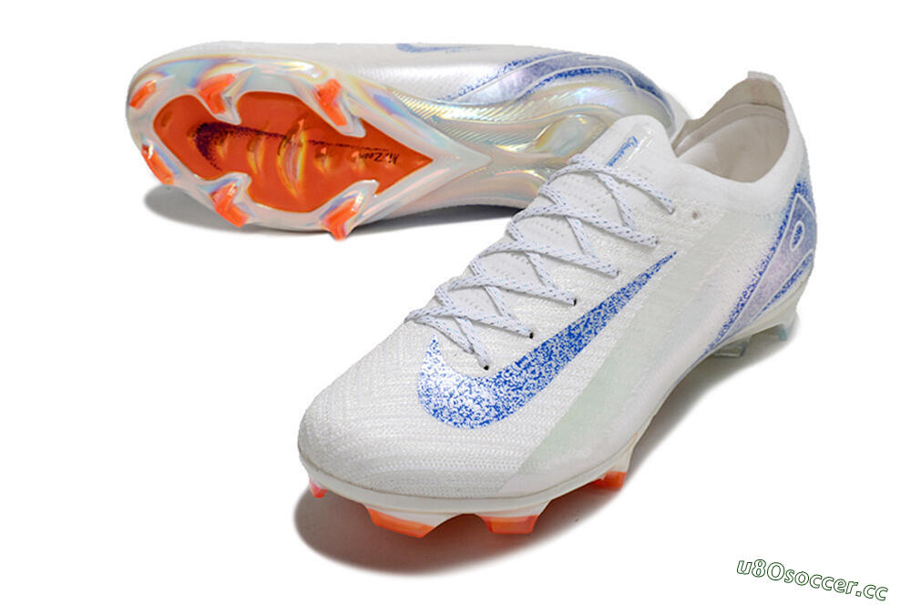 Men's Nike Air Zoom Mercurial Vapor 16 Elite FG Firm Ground Low-Tops Football Boots - White/Silver/Blue/Orange 3
