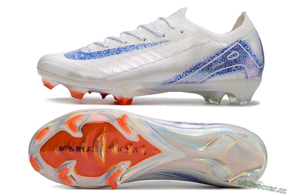 Men's Nike Air Zoom Mercurial Vapor 16 Elite FG Firm Ground Low-Tops Football Boots - White/Silver/Blue/Orange 1