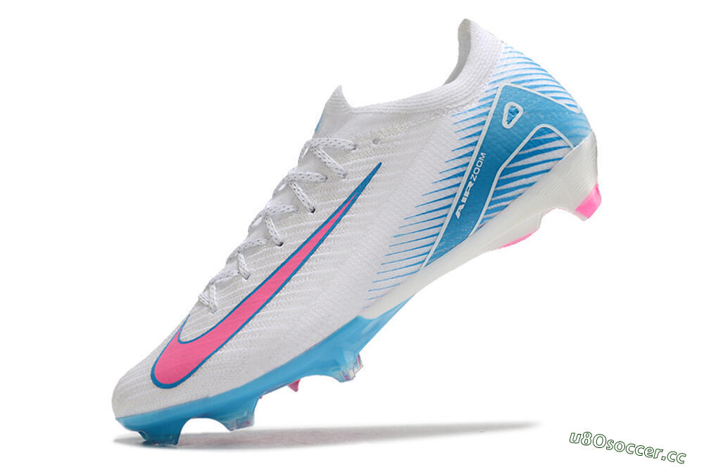 Men's Nike Air Zoom Mercurial Vapor 16 Elite FG Firm Ground Low-Tops Football Boots - White/Pink/Blue 5