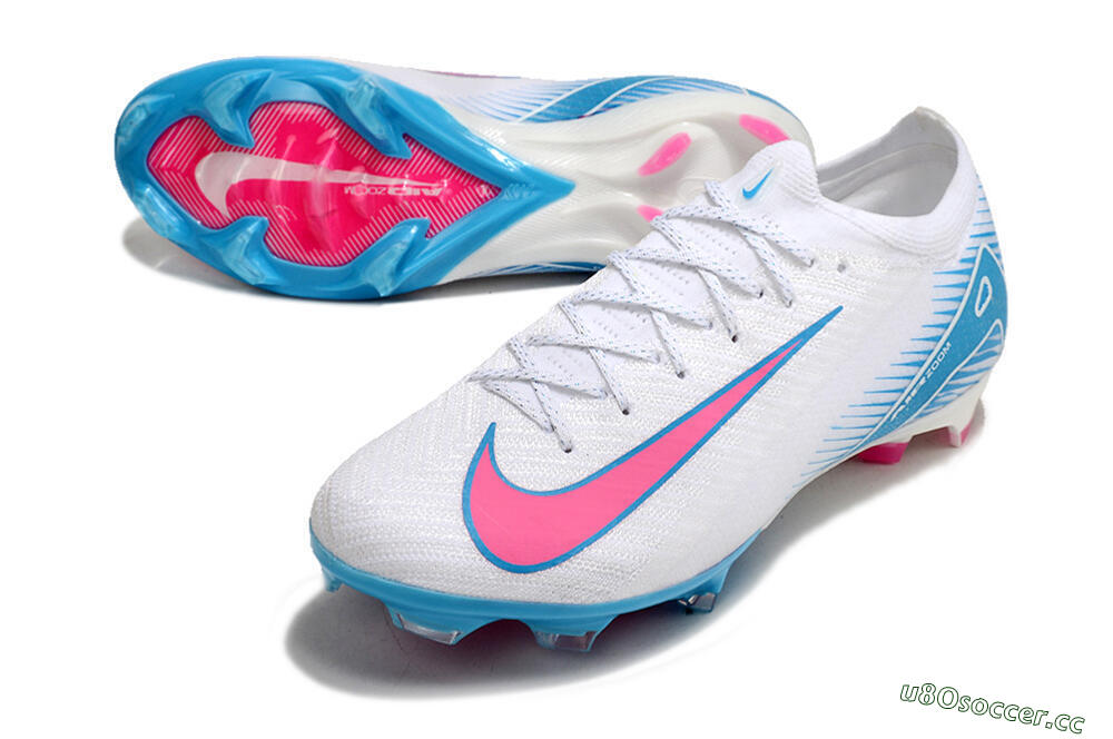 Men's Nike Air Zoom Mercurial Vapor 16 Elite FG Firm Ground Low-Tops Football Boots - White/Pink/Blue 3