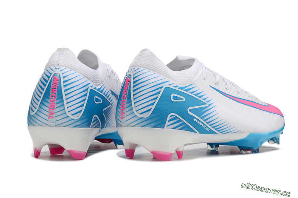 Men's Nike Air Zoom Mercurial Vapor 16 Elite FG Firm Ground Low-Tops Football Boots - White/Pink/Blue 6