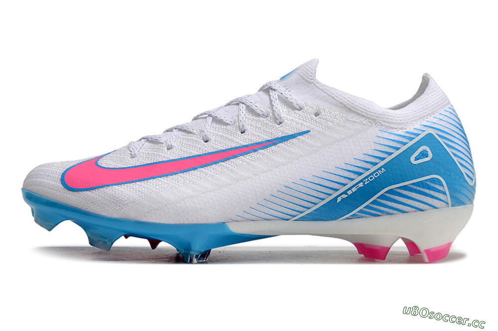 Men's Nike Air Zoom Mercurial Vapor 16 Elite FG Firm Ground Low-Tops Football Boots - White/Pink/Blue 0