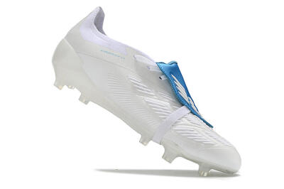 Men's Adidas Predator Elite Foldover Tongue FG Firm Ground Low-Tops Football Boots - White/Blue