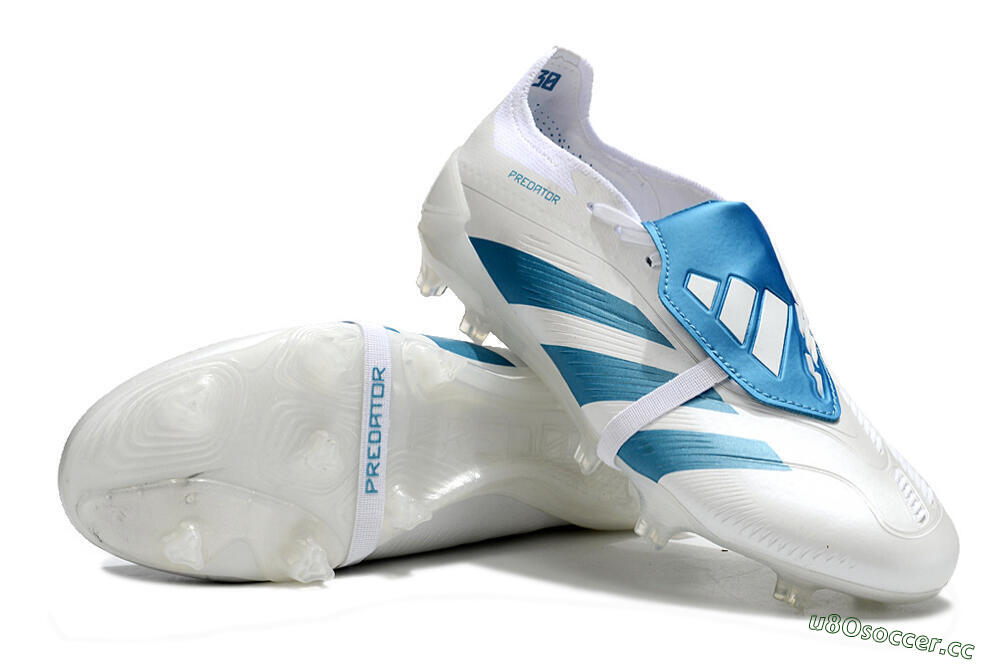Men's Adidas Predator Elite Foldover Tongue FG Firm Ground Low-Tops Football Boots - White/Blue 3