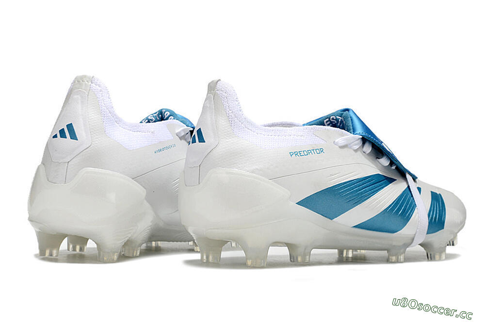 Men's Adidas Predator Elite Foldover Tongue FG Firm Ground Low-Tops Football Boots - White/Blue 6