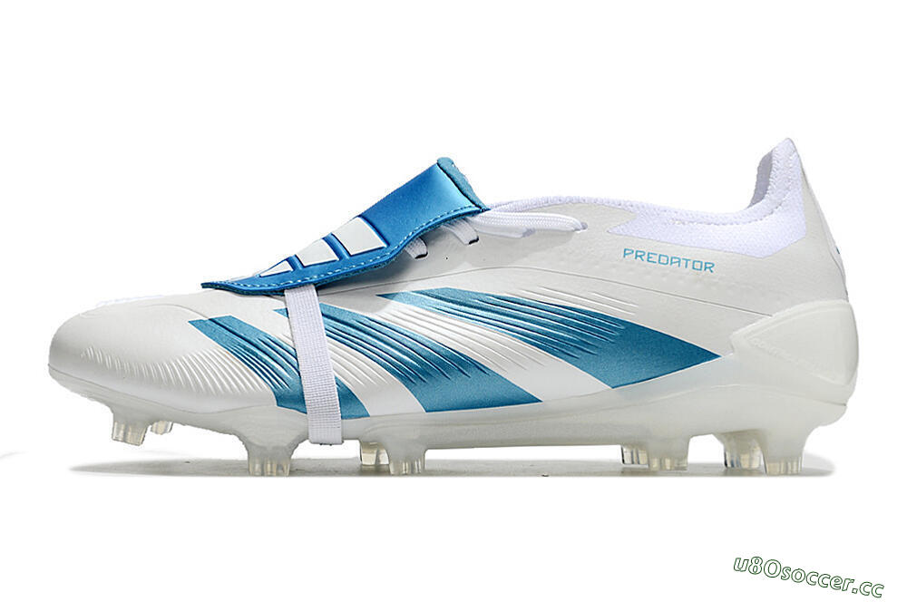 Men's Adidas Predator Elite Foldover Tongue FG Firm Ground Low-Tops Football Boots - White/Blue 0