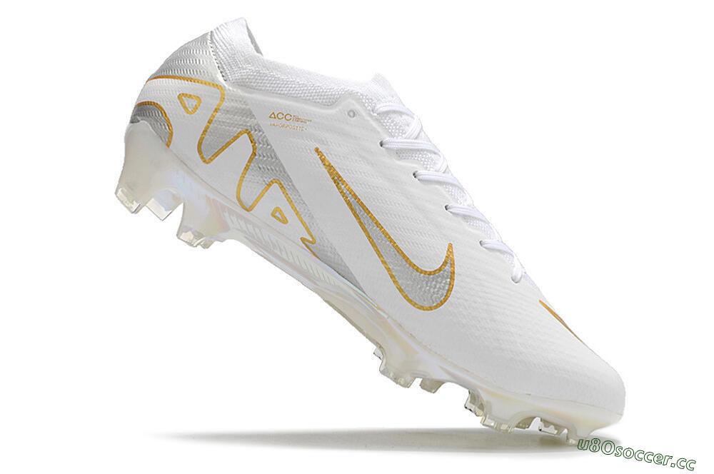 Men's Nike Air Zoom Mercurial Vapor 15 Elite FG Firm Ground Low-Tops Football Boots - White/Silver/Gold 4