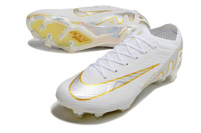 Men's Nike Air Zoom Mercurial Vapor 15 Elite FG Firm Ground Low-Tops Football Boots - White/Silver/Gold
