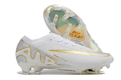 Men's Nike Air Zoom Mercurial Vapor 15 Elite FG Firm Ground Low-Tops Football Boots - White/Silver/Gold