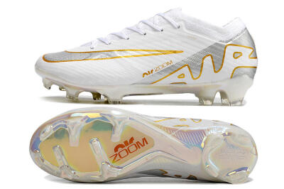 Men's Nike Air Zoom Mercurial Vapor 15 Elite FG Firm Ground Low-Tops Football Boots - White/Silver/Gold
