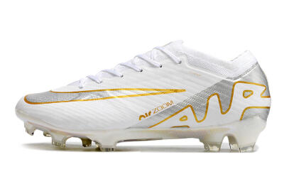 Men's Nike Air Zoom Mercurial Vapor 15 Elite FG Firm Ground Low-Tops Football Boots - White/Silver/Gold