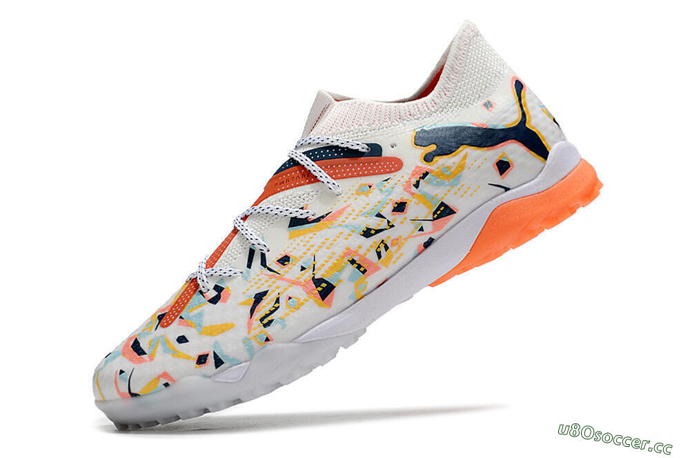 Men's Puma Future Ultimate TF Artificial Turf Low-Tops Football Shoes - White/Yellow/Black 5