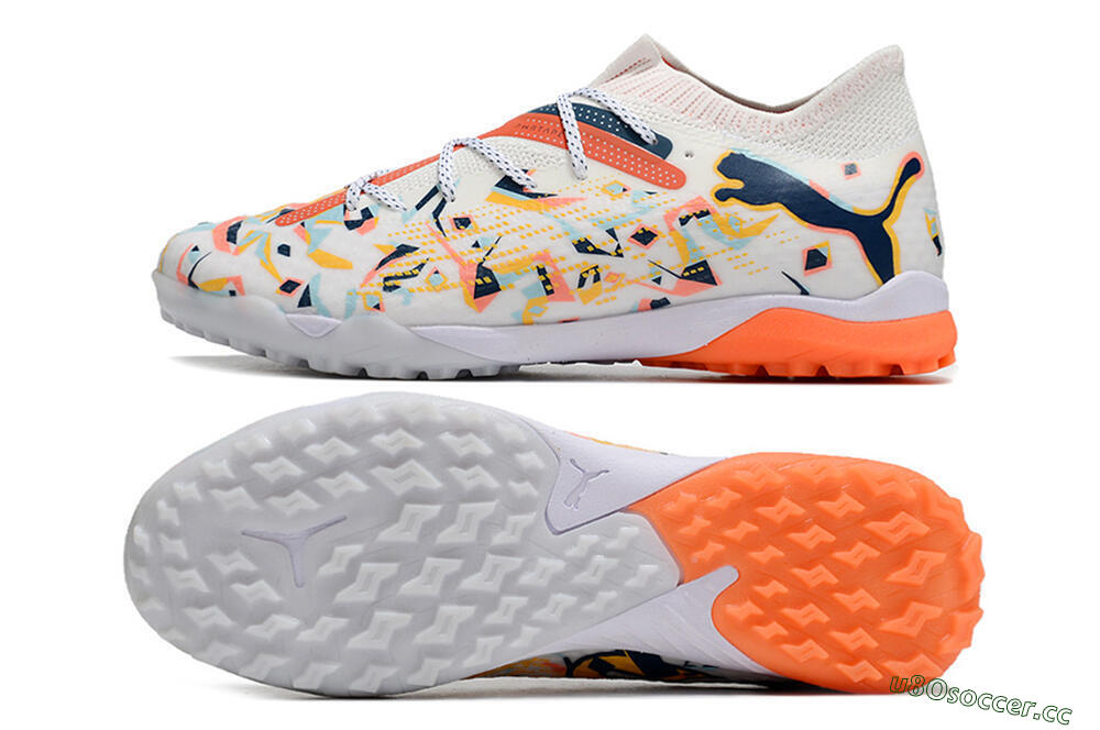 Men's Puma Future Ultimate TF Artificial Turf Low-Tops Football Shoes - White/Yellow/Black 1