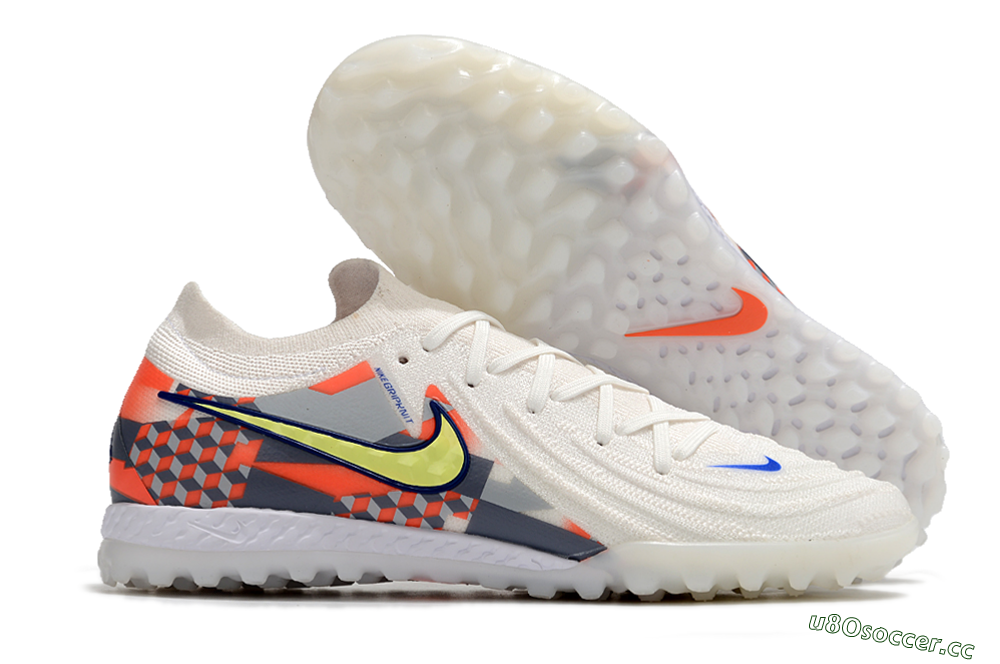 Men's Nike Phantom GX 2 Elite TF Artificial Turf Low-Tops Football Shoes - White/Yellow/Blue/Orange 2