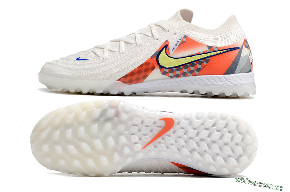 Men's Nike Phantom GX 2 Elite TF Artificial Turf Low-Tops Football Shoes - White/Yellow/Blue/Orange 1