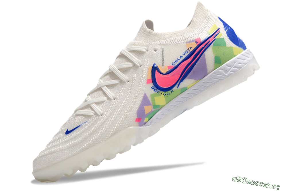 Men's Nike Phantom GX 2 Elite TF Artificial Turf Low-Tops Football Shoes - White/Blue/Pink/Yellow 4