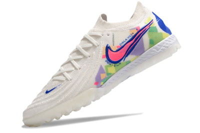 Men's Nike Phantom GX 2 Elite TF Artificial Turf Low-Tops Football Shoes - White/Blue/Pink/Yellow